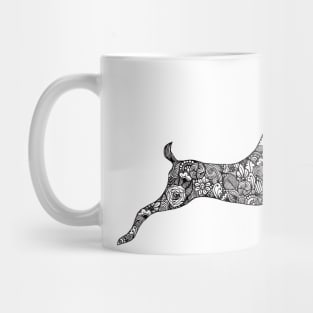 Monochrome zentangle Christmas jumping reindeer Mug